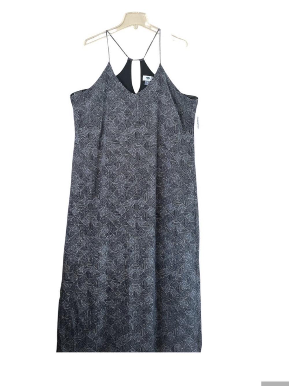 Old Navy Black Maxi Ladies Lines Dress with Geometric Design. Size medium